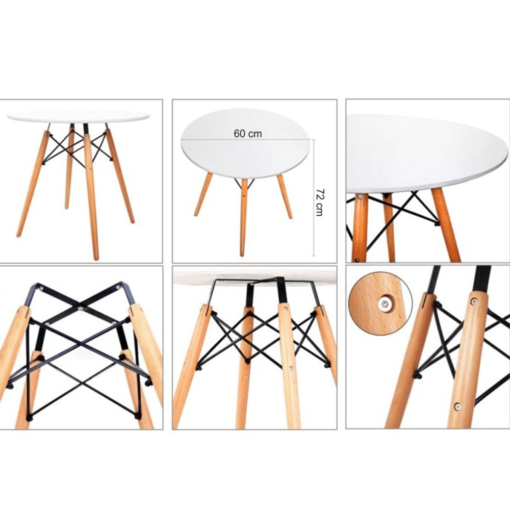 Masa dining, alb/fag, diametru 60 cm, GAMIN NEW 60 — imaginea 2