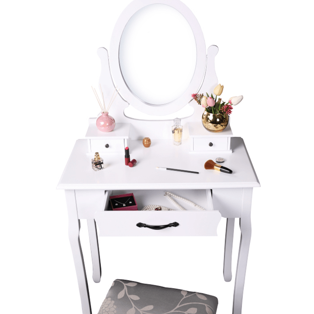 Masuta de toaleta cu taburet, alb/argintiu, LINET NEW — imaginea 6