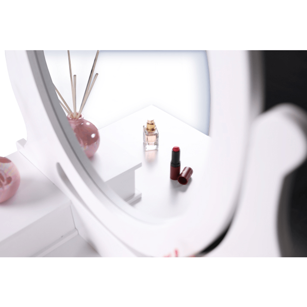 Masuta de toaleta cu taburet, alb/argintiu, LINET NEW — imaginea 7