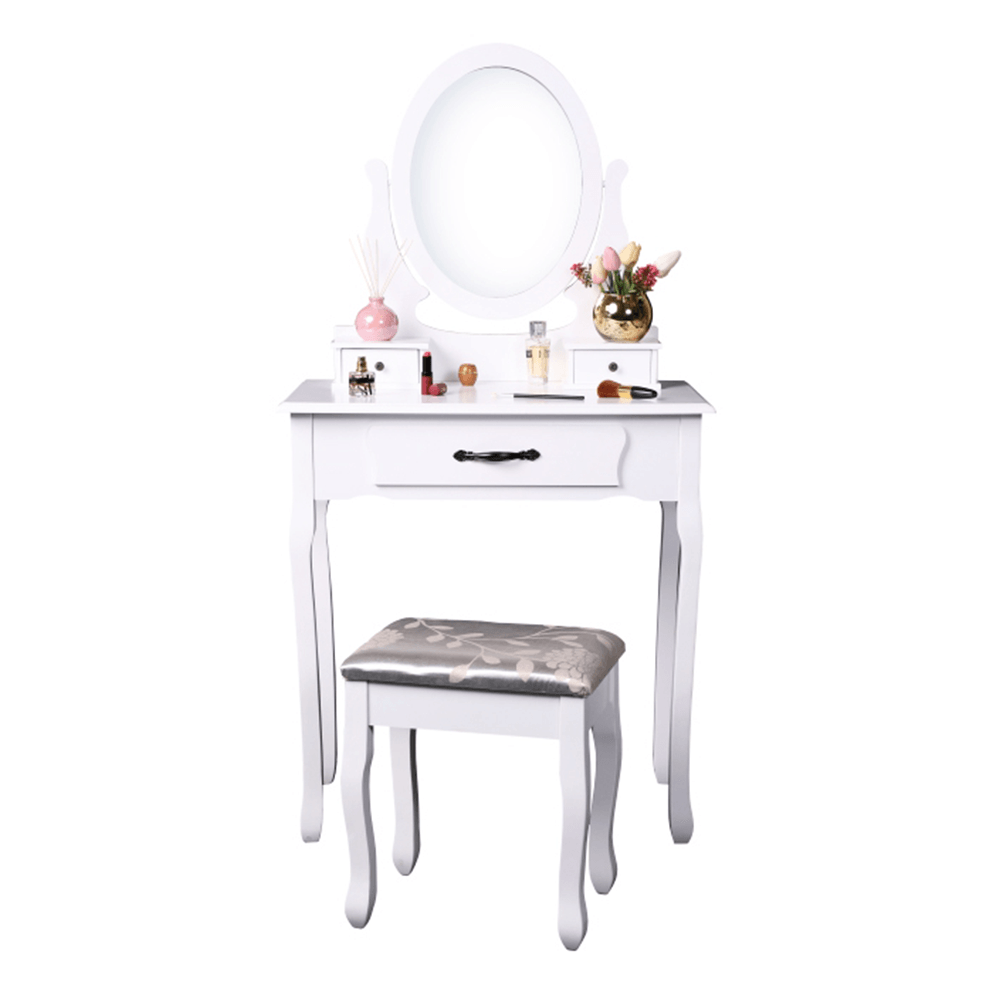 Masuta de toaleta cu taburet, alb/argintiu, LINET NEW — imaginea 8