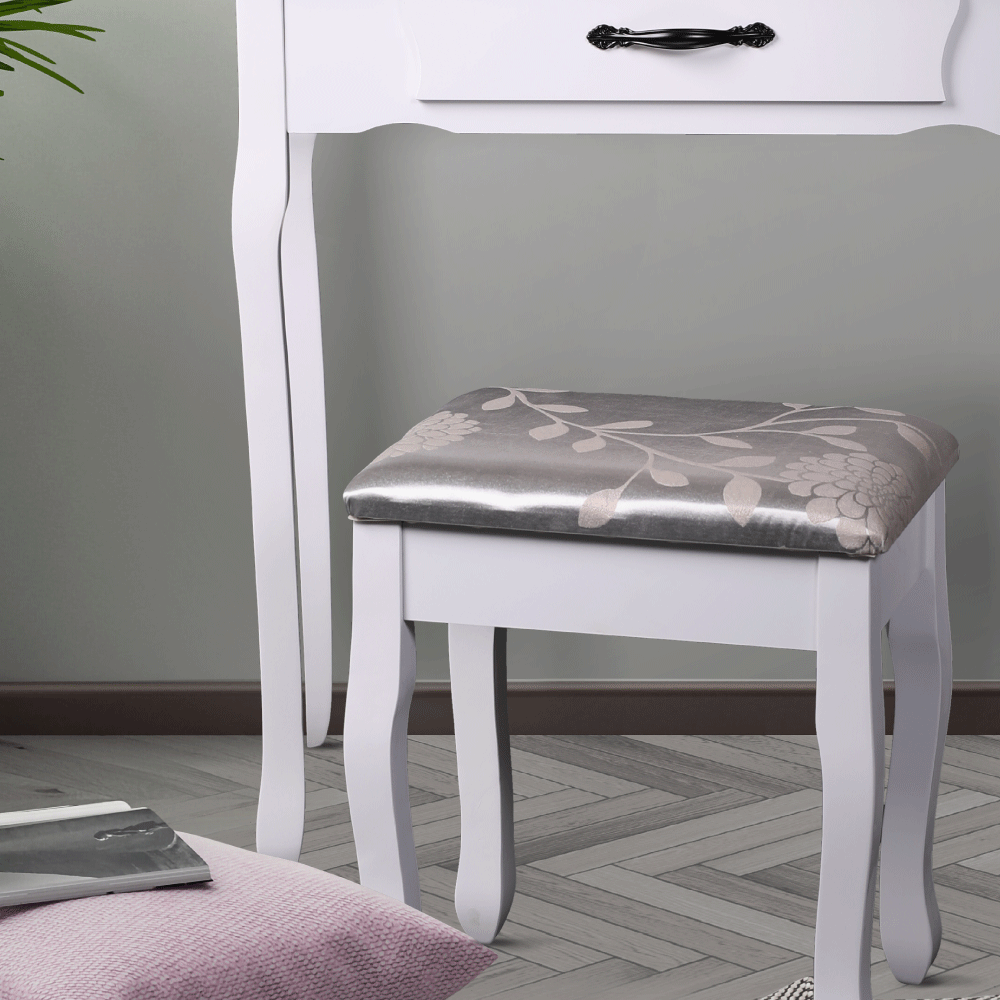 Masuta de toaleta cu taburet, alb/argintiu, LINET NEW — imaginea 9