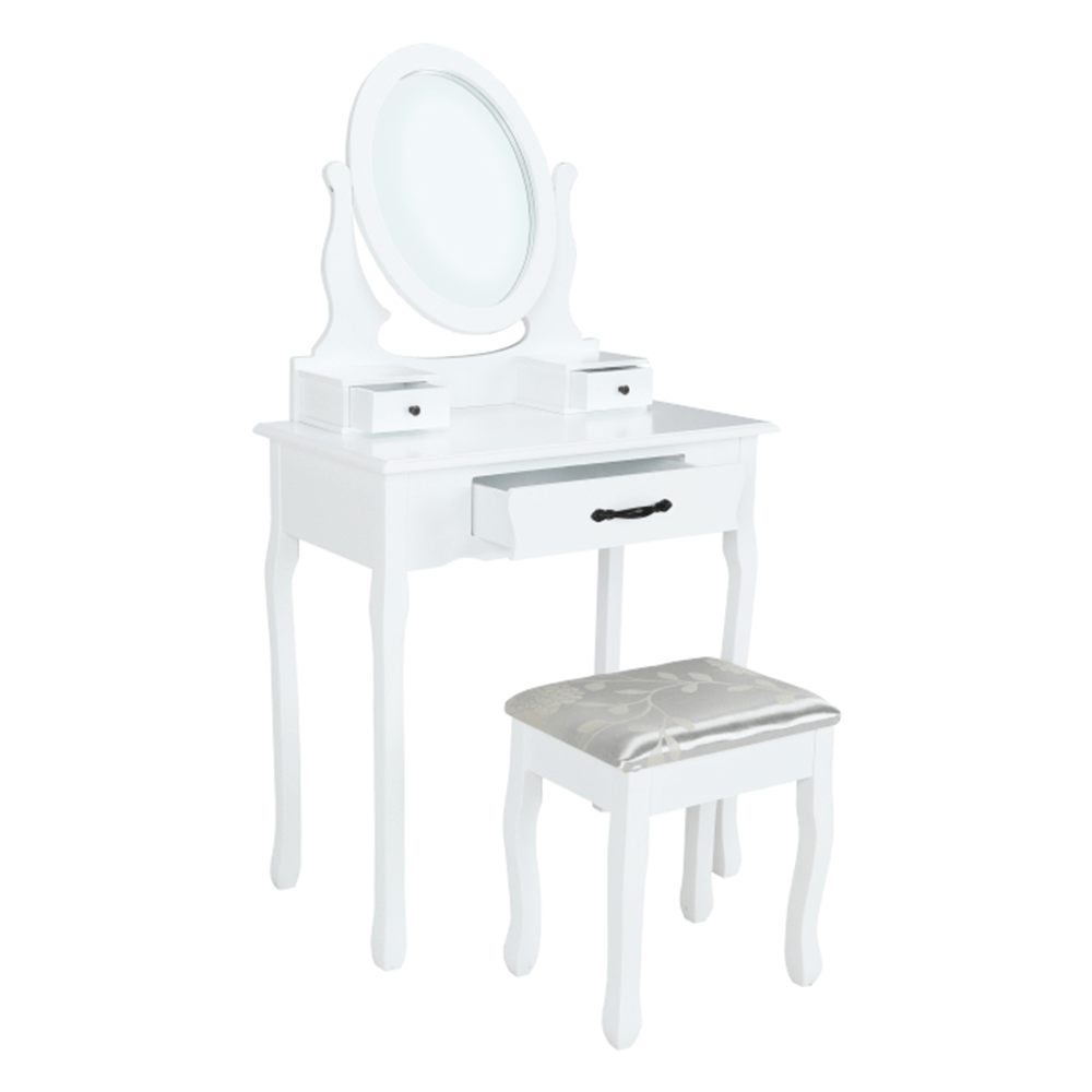 Masuta de toaleta cu taburet, alb/argintiu, LINET NEW — imaginea 11