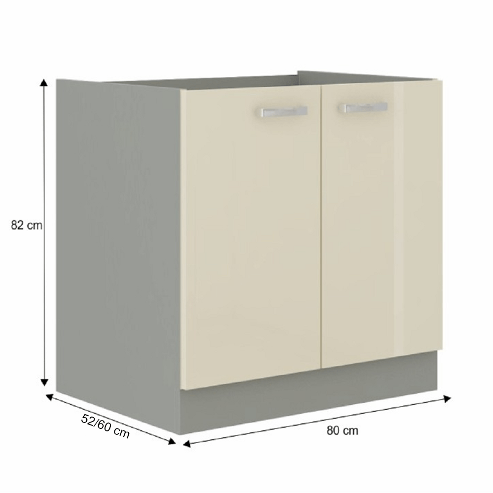 Cabinet inferior, crem extra lucios/gri, PRADO 80 D 2F BB — imaginea 2