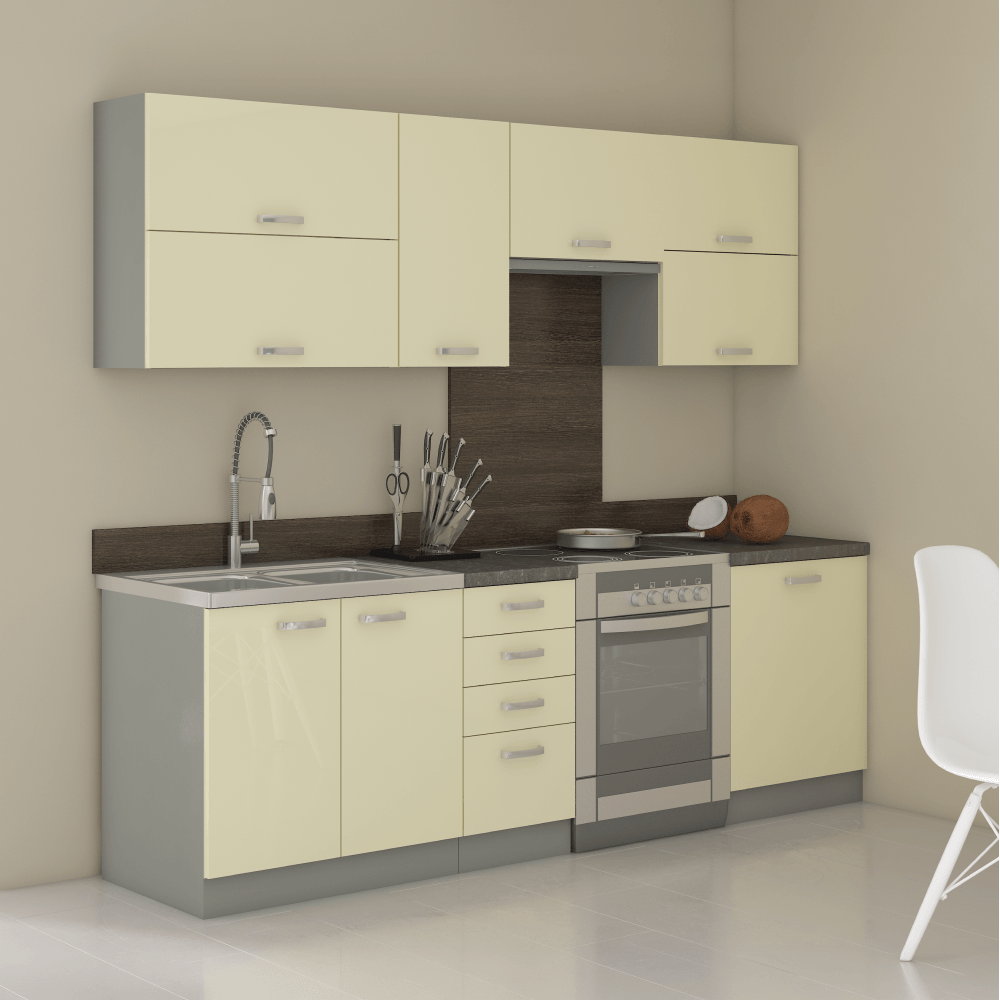 Cabinet inferior, crem extra lucios/gri, PRADO 40 D 4S BB — imaginea 4