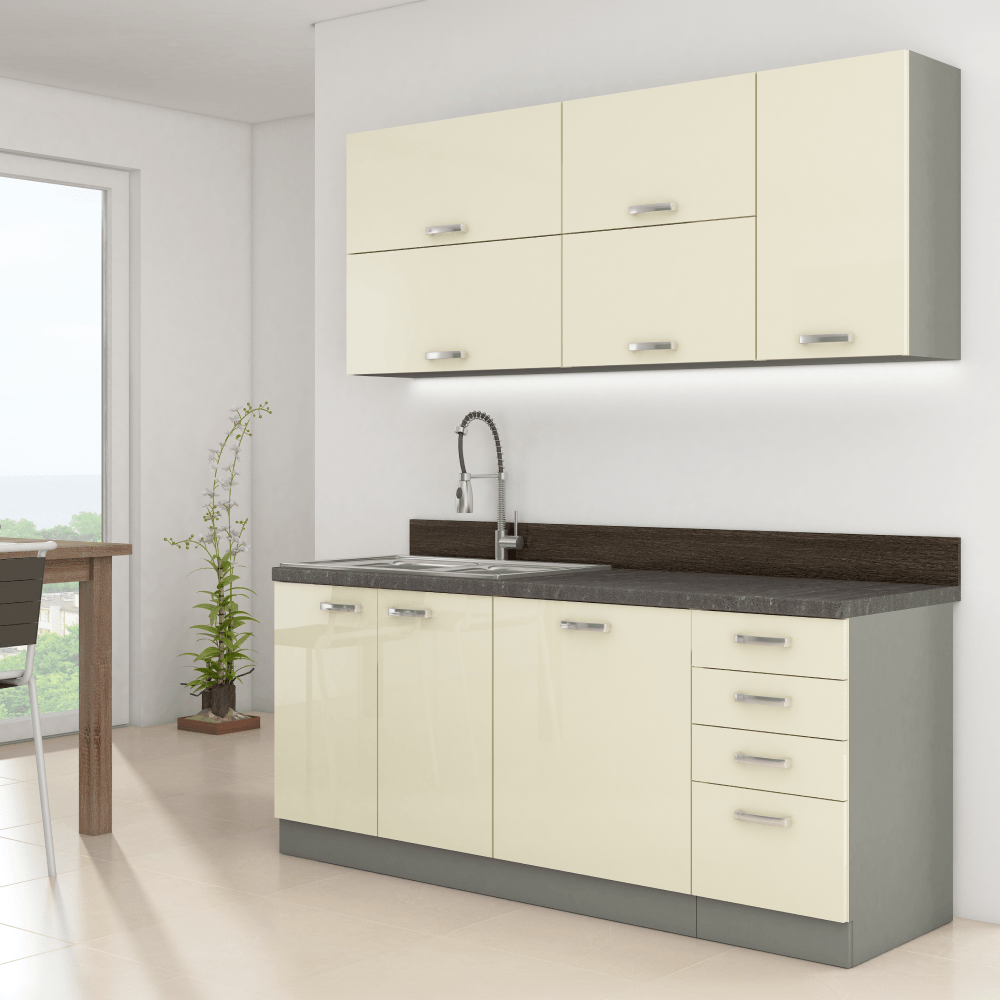 Cabinet inferior, crem extra lucios/gri, PRADO 40 D 4S BB — imaginea 5