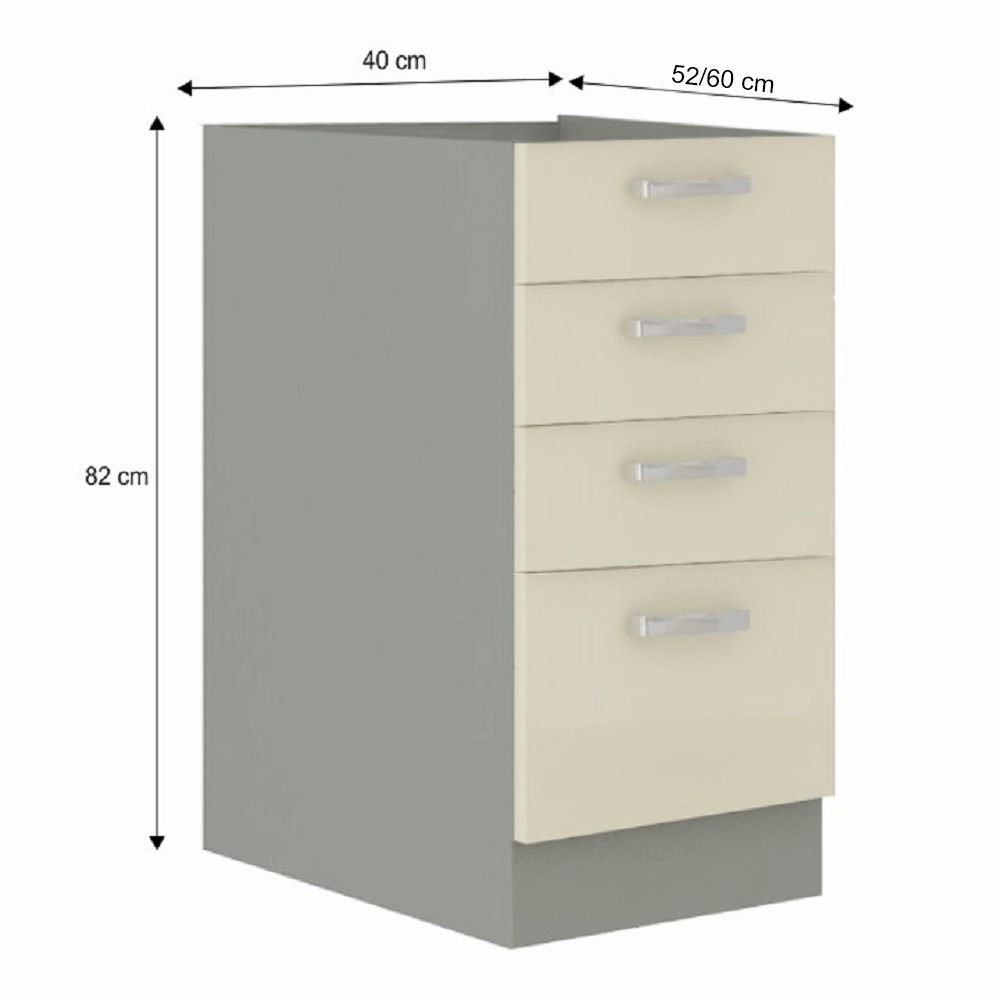 Cabinet inferior, crem extra lucios/gri, PRADO 40 D 4S BB — imaginea 7