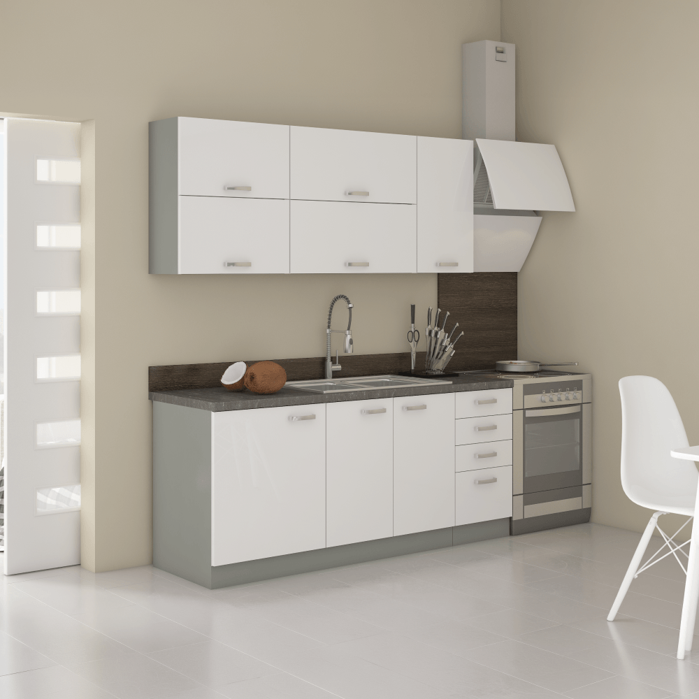Cabinet inferior, alb extra lucios/gri, PRADO 40 D 4S BB — imaginea 6