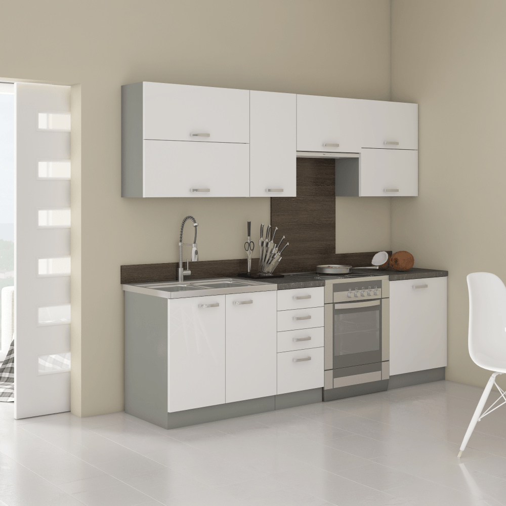 Cabinet inferior, alb extra lucios/gri, PRADO 40 D 4S BB — imaginea 8