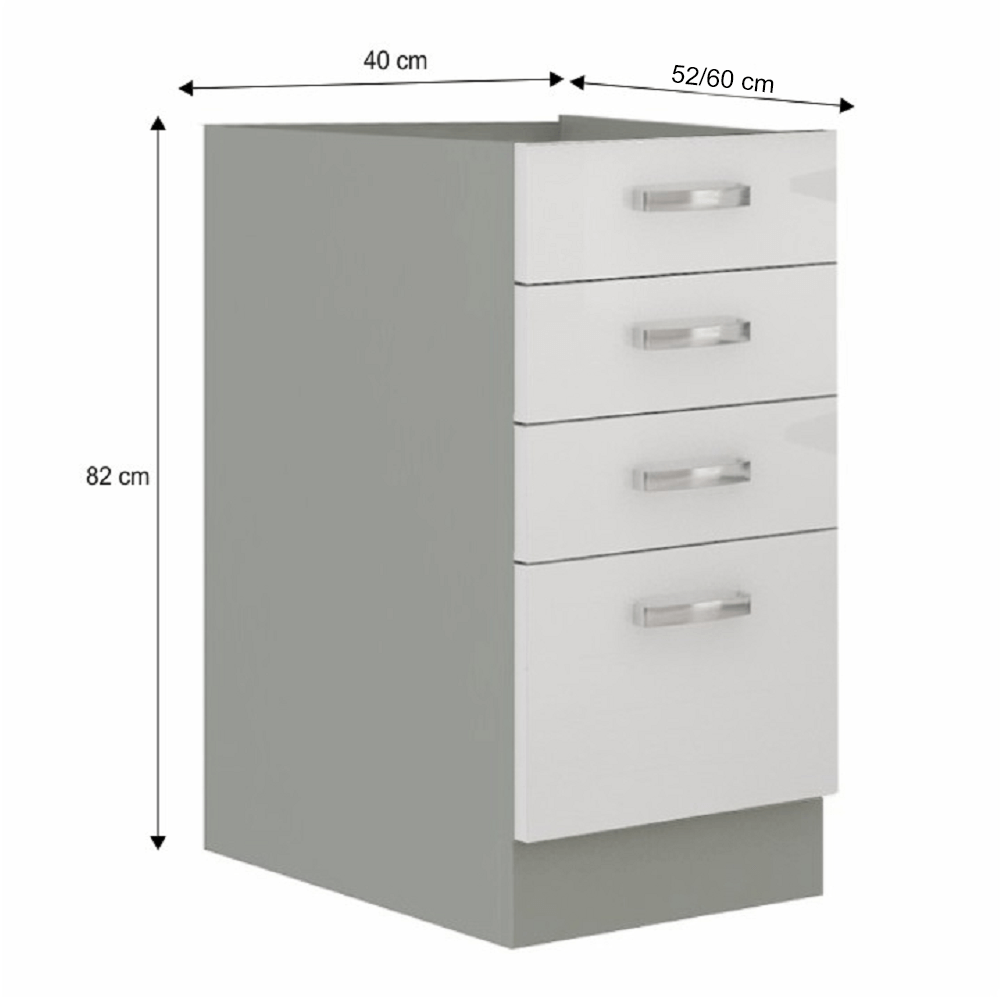 Cabinet inferior, alb extra lucios/gri, PRADO 40 D 4S BB — imaginea 9