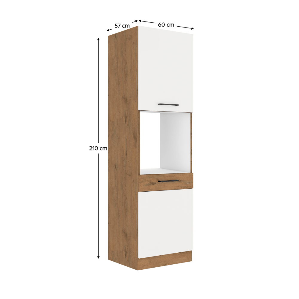 Dulap inalt pentru cuptorul incorporat, stejar Lancelot/alb extra lucios HG, VEGA 60 DP-210 2F — imaginea 8