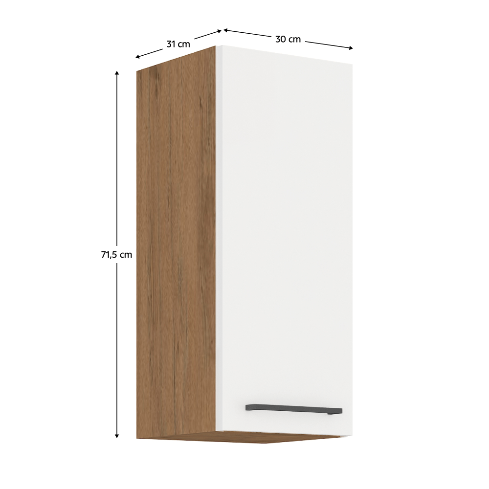 Cabinet superior, stejar Lancelot/alb extra lucios HG, VEGA 30 G-72 1F — imaginea 3