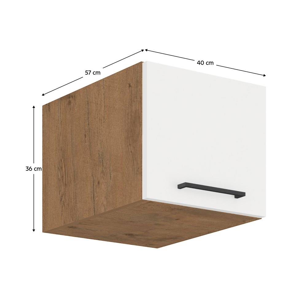 Cabinet superior, stejar Lancelot/alb extra lucios HG, VEGA 40 NAGU-36 1F — imaginea 3