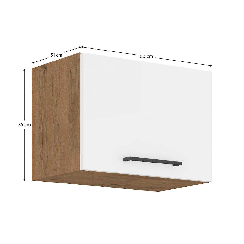 Cabinet superior, stejar Lancelot/alb extra lucios HG, VEGA 50 GU-36 1F — imaginea 3