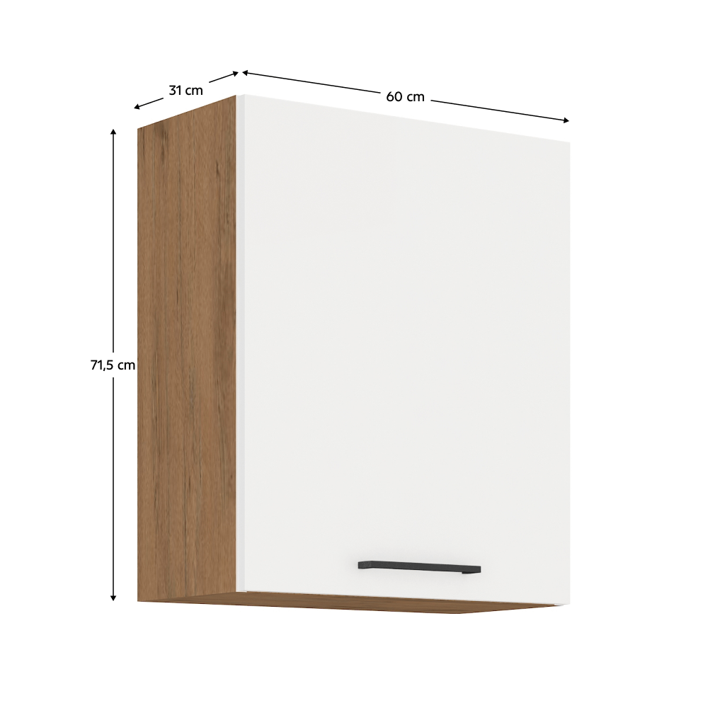Cabinet superior, stejar Lancelot/alb extra lucios HG, VEGA 60 G-72 1F — imaginea 2