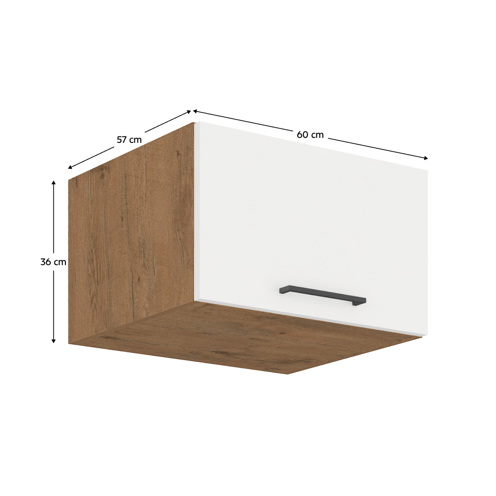 Cabinet superior, stejar Lancelot/alb extra lucios HG, VEGA 60 NAGU-36 1F — imaginea 3