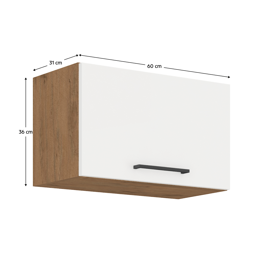 Cabinet superior, stejar Lancelot/alb extra lucios HG, VEGA 60 GU-36 1F — imaginea 5