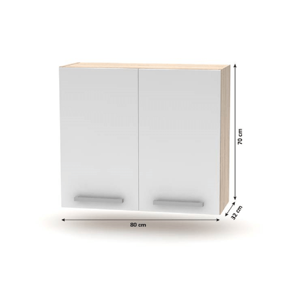 Dulap superior 2DV, stejar sonoma/alb, NOVA PLUS NOPL-014-OH — imaginea 2