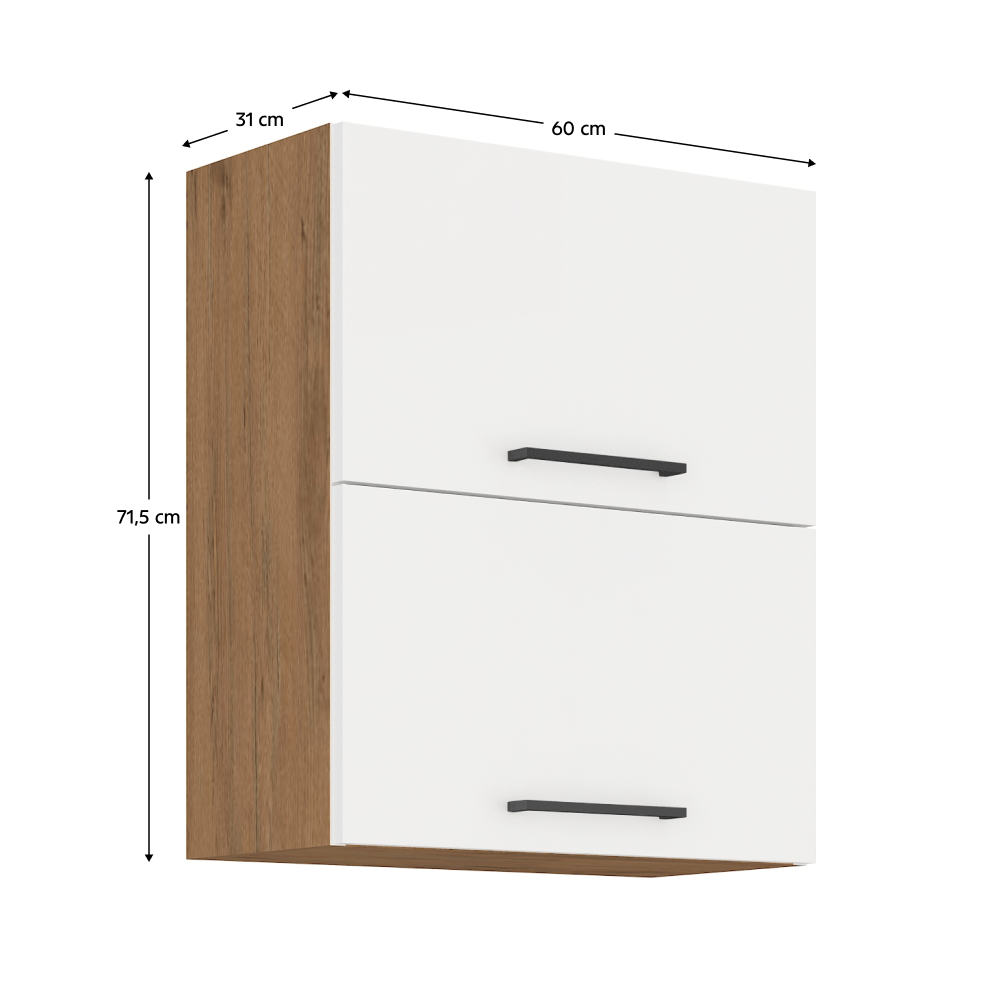 Cabinet superior, stejar Lancelot/alb extra lucios HG, VEGA 60 GU-72 2F — imaginea 9