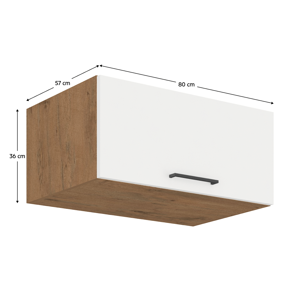 Cabinet superior, stejar Lancelot/alb extra lucios HG, VEGA 80 NAGU-36 1F — imaginea 9