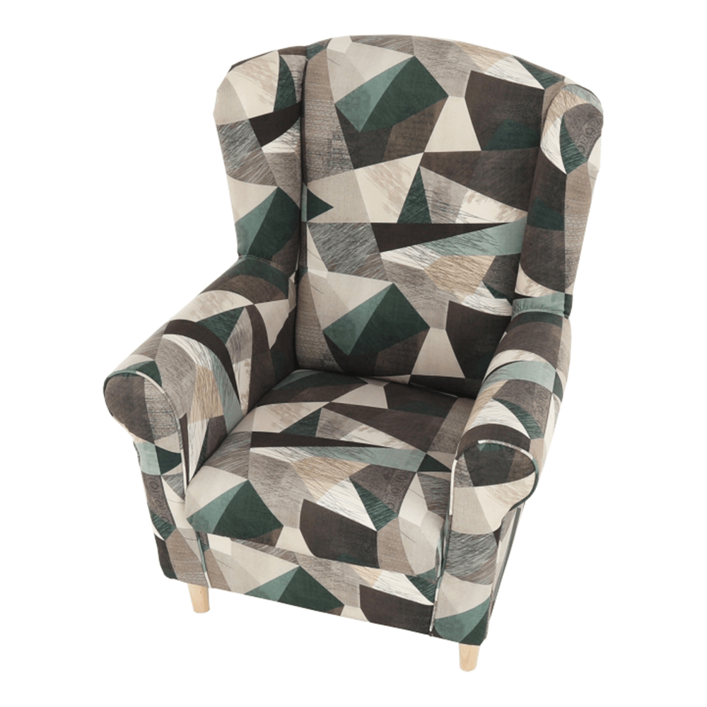 Fotoliu, material maro-verde cu model, CHARLOT — imaginea 5