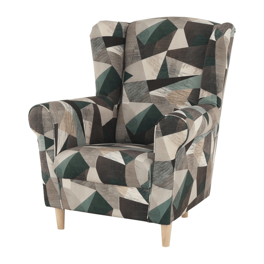 Fotoliu, material maro-verde cu model, CHARLOT — imaginea 6