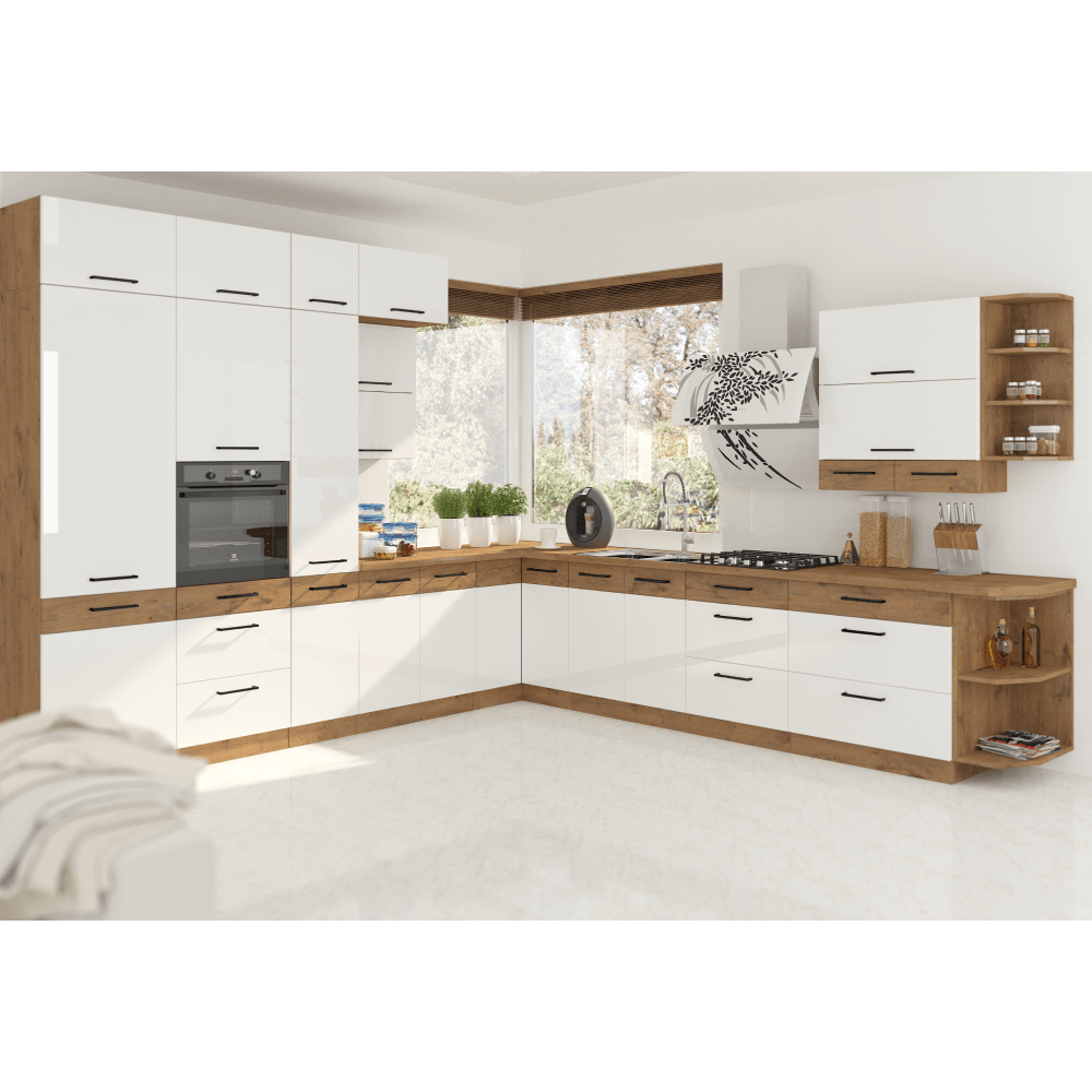 Dulap inalt, stejar Lancelot/alb extra lucios HG, VEGA 60 DK-210 2F — imaginea 8