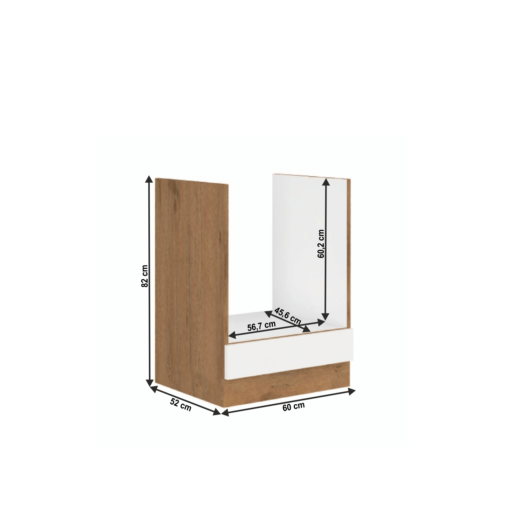 Cabinet inferior, alb extra lucios HG/stejar Lancelot, VEGA D60 GAZ BB — imaginea 10