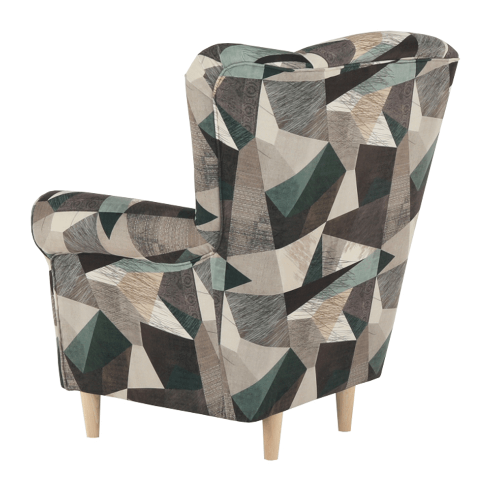 Fotoliu, material maro-verde cu model, CHARLOT — imaginea 7