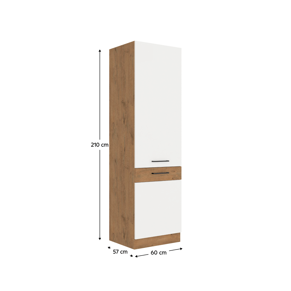 Dulap inalt, stejar Lancelot/alb extra lucios HG, VEGA 60 DK-210 2F — imaginea 10