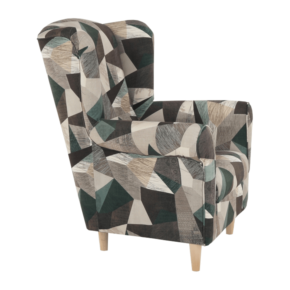 Fotoliu, material maro-verde cu model, CHARLOT — imaginea 9