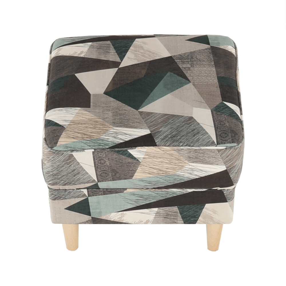 Fotoliu cu taburet, material maro-verde cu model, ASTRID — imaginea 8