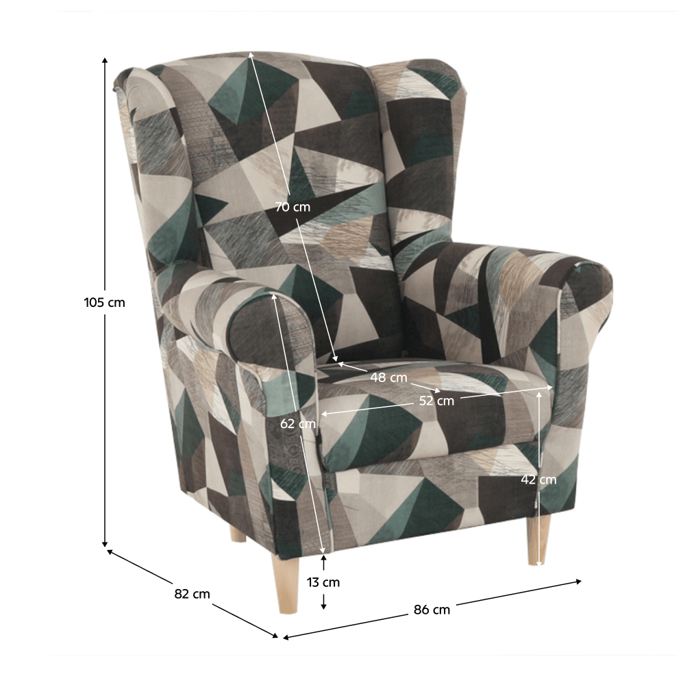 Fotoliu, material maro-verde cu model, CHARLOT — imaginea 16