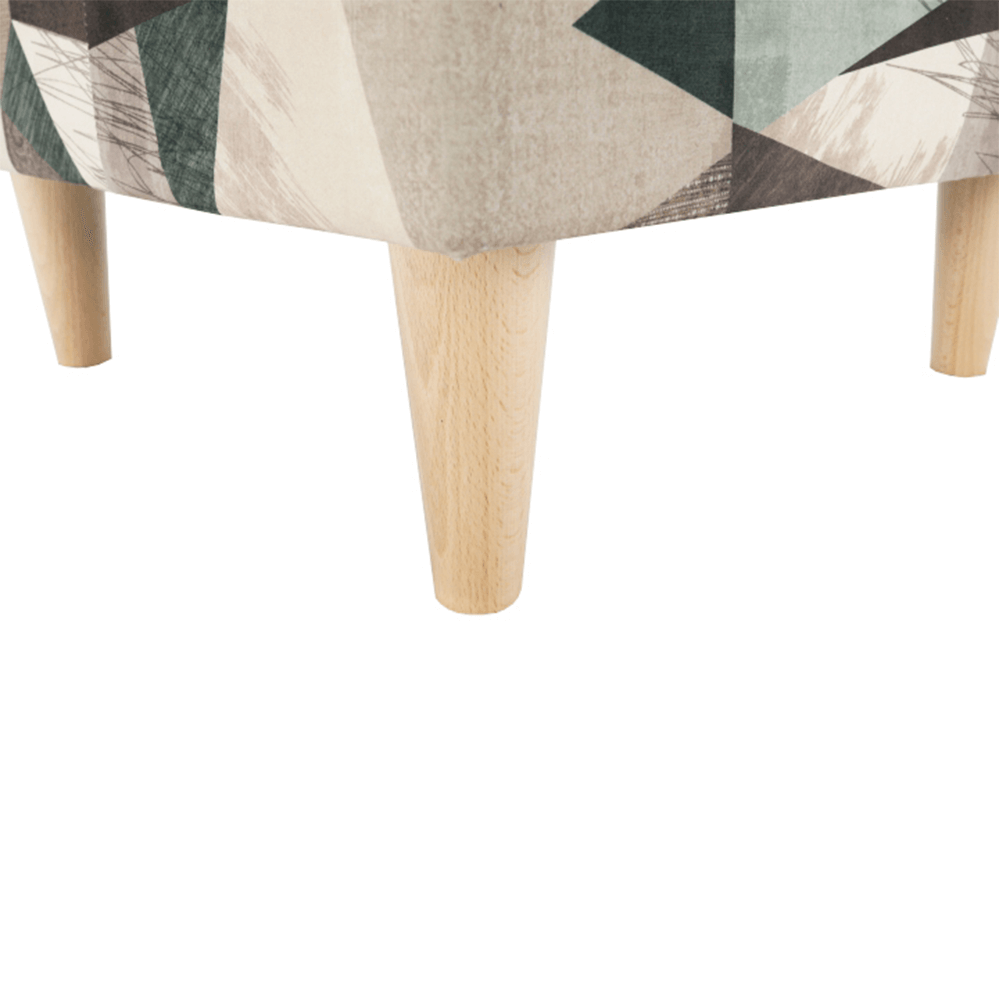 Fotoliu cu taburet, material maro-verde cu model, ASTRID — imaginea 10