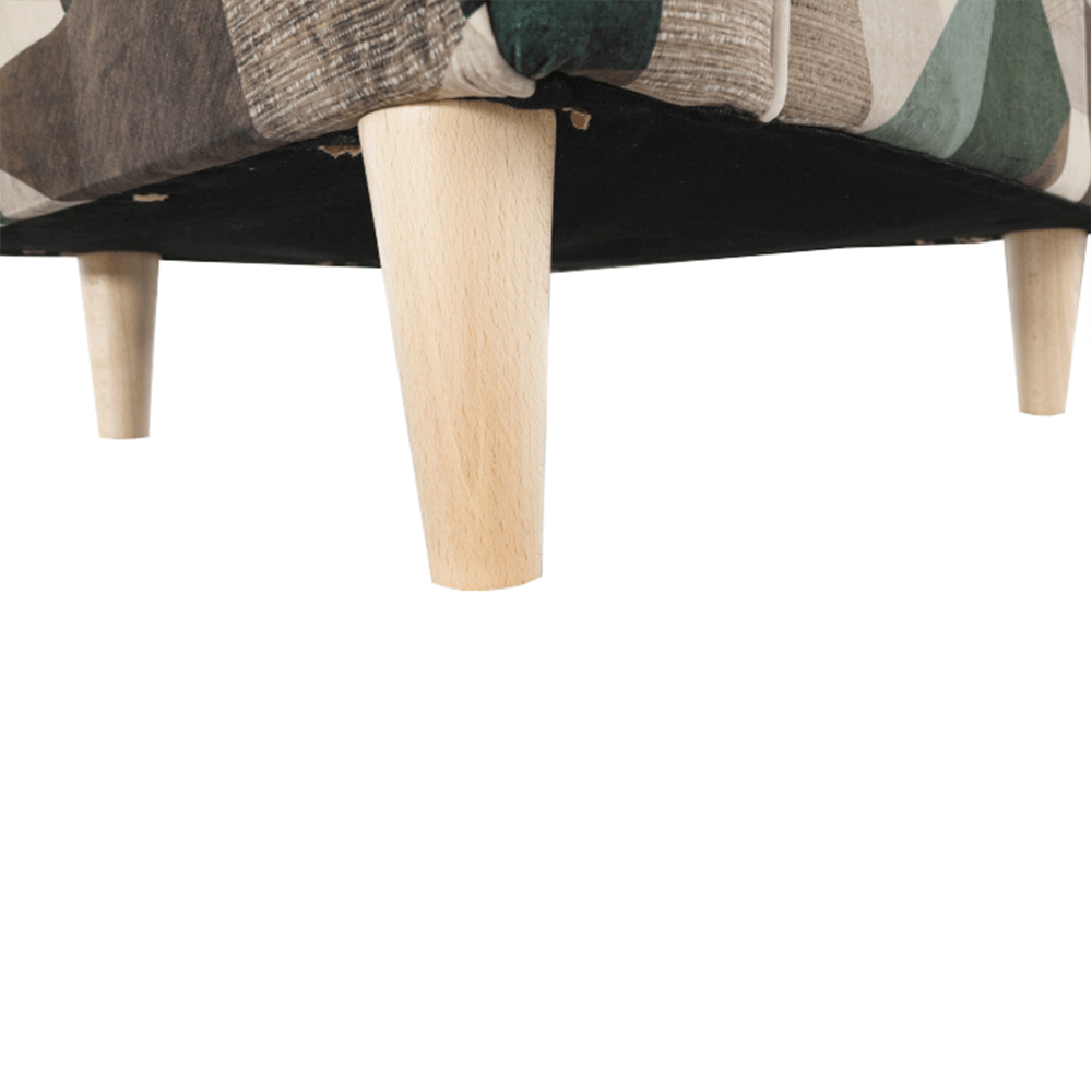 Fotoliu cu taburet, material maro-verde cu model, ASTRID — imaginea 11