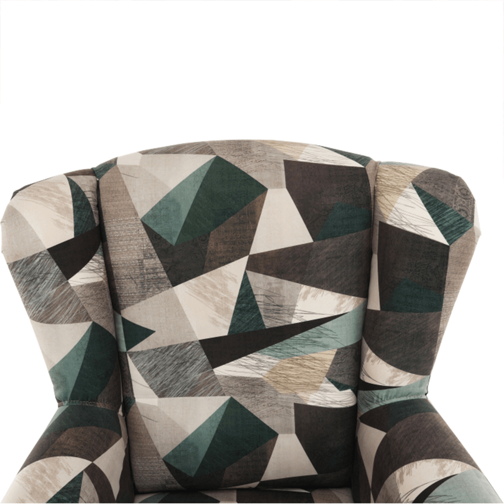 Fotoliu cu taburet, material maro-verde cu model, ASTRID — imaginea 13