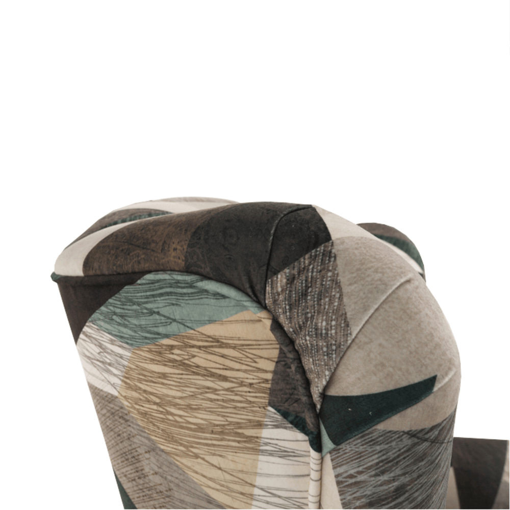 Fotoliu cu taburet, material maro-verde cu model, ASTRID — imaginea 14