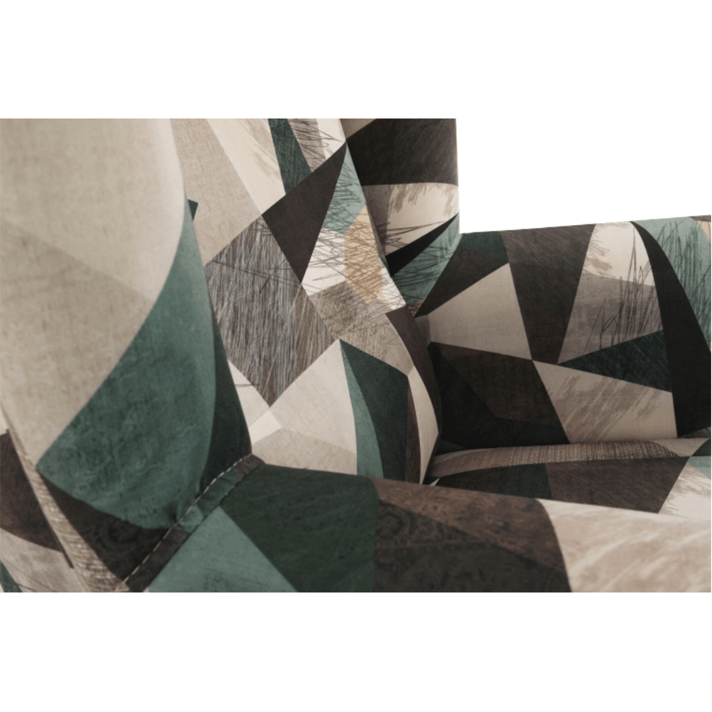 Fotoliu cu taburet, material maro-verde cu model, ASTRID — imaginea 15