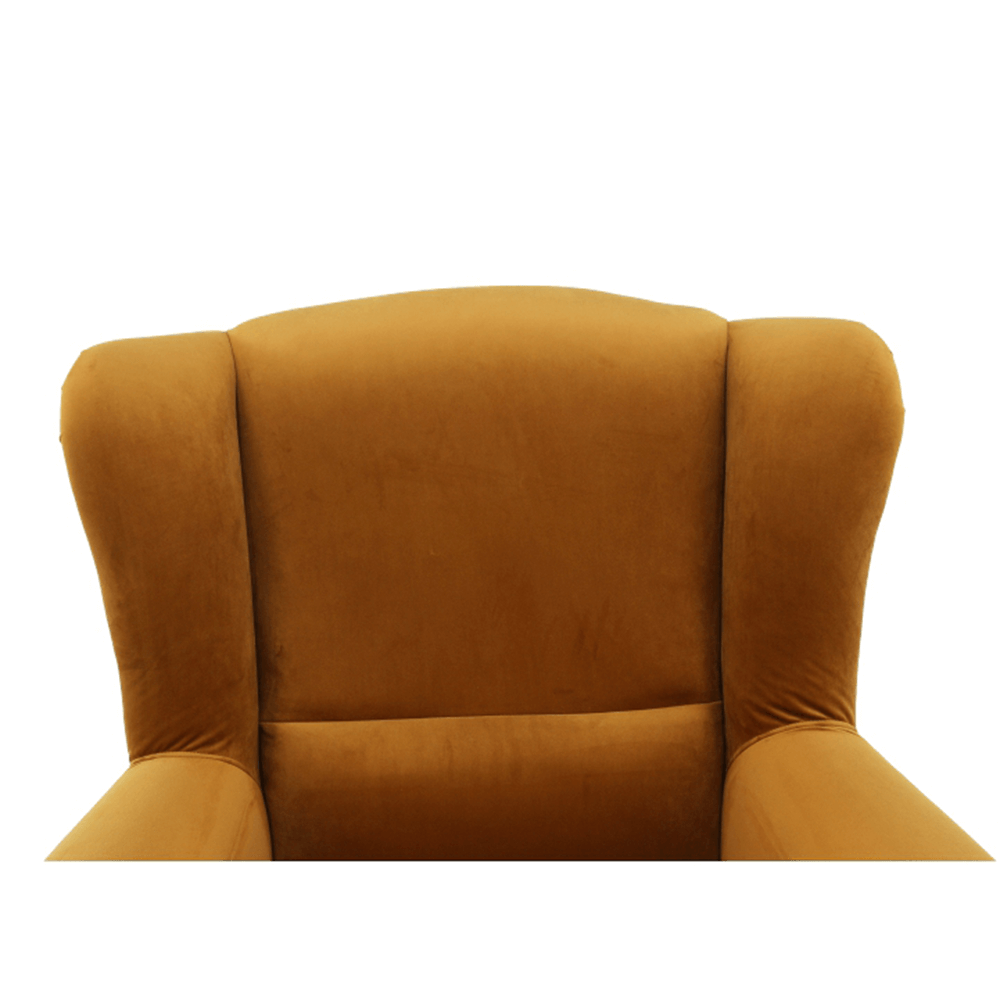 Fotoliu cu taburet, material mustar, ASTRID — imaginea 11