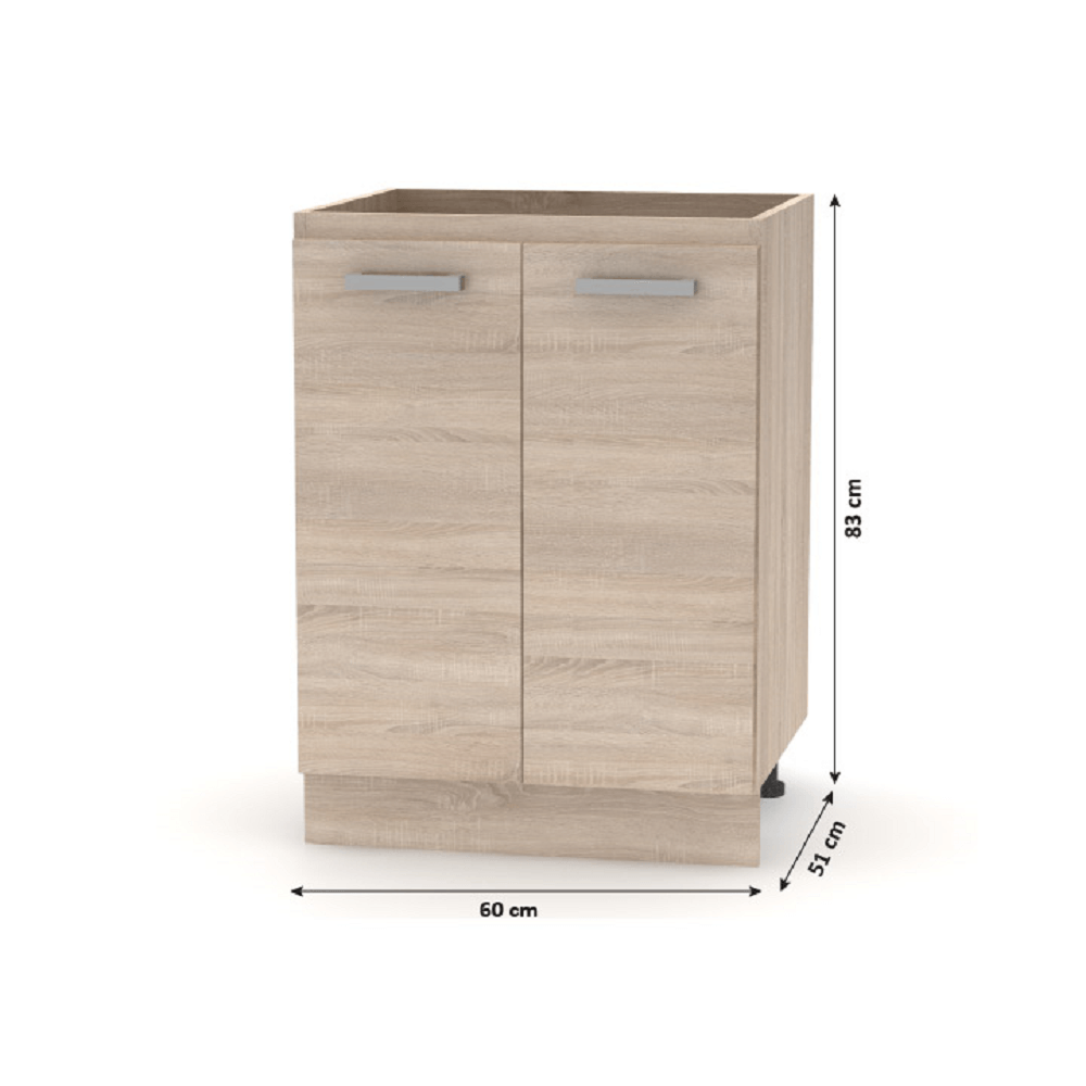 Cabinet inferior 60 2DV, stejar sonoma, NOVA PLUS NOPL-057-0S — imaginea 3