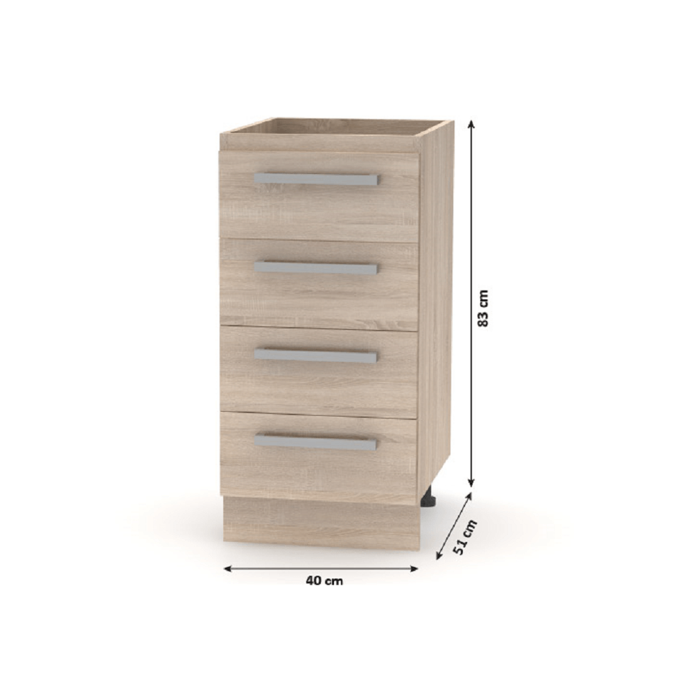 Cabinet inferior cu 4 sertare, stejar sonoma, NOVA PLUS NOPL-055-0S — imaginea 2