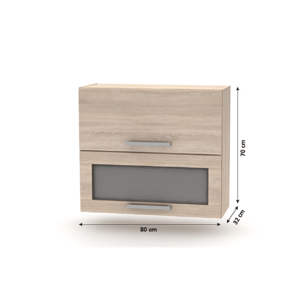Cabinet superior batant cu sticla 2DV, stejar sonoma — imaginea 2