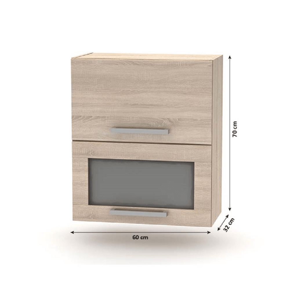 Cabinet superior batant cu sticla 2DV, stejar sonoma — imaginea 2