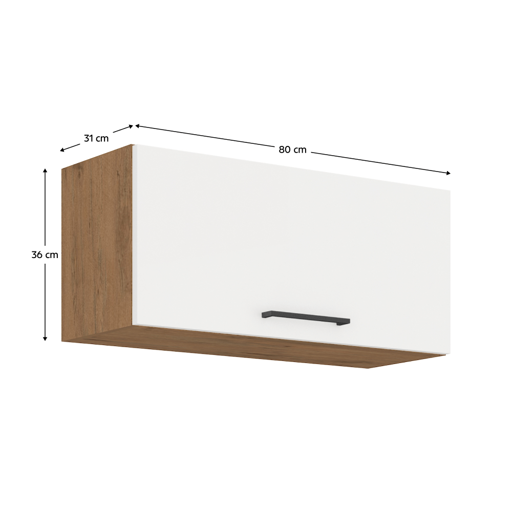 Cabinet superior, stejar Lancelot/alb extra lucios HG, VEGA 80 GU-36 1F — imaginea 3