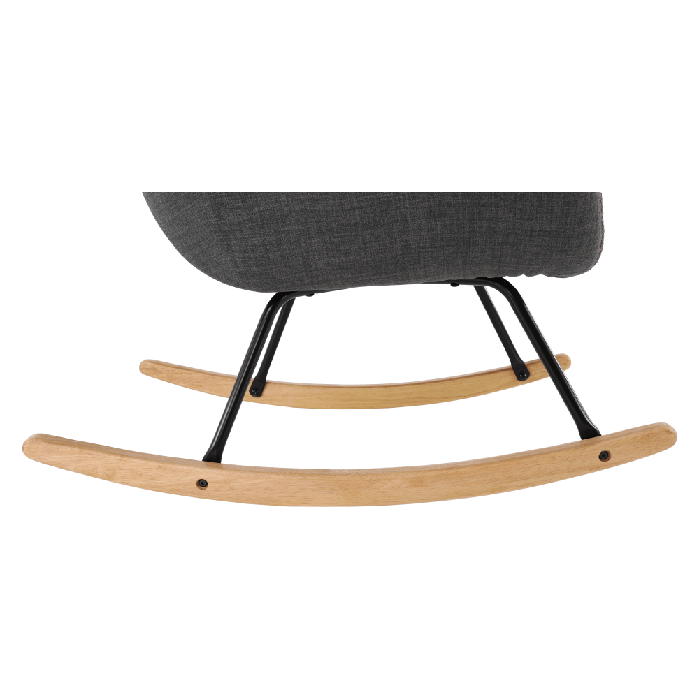 Fotoliu balansoar, material textil gri/lemn, HARPER — imaginea 2