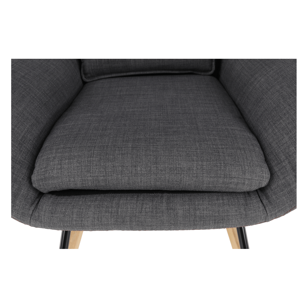 Fotoliu balansoar, material textil gri/lemn, HARPER — imaginea 3