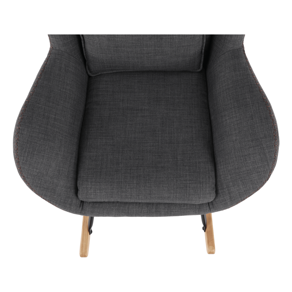Fotoliu balansoar, material textil gri/lemn, HARPER — imaginea 5