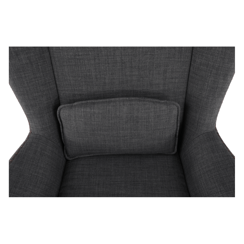 Fotoliu balansoar, material textil gri/lemn, HARPER — imaginea 6
