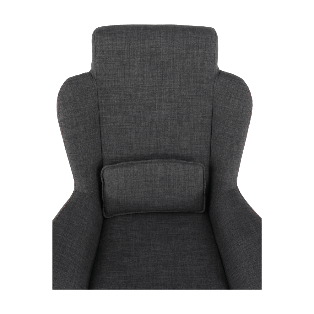 Fotoliu balansoar, material textil gri/lemn, HARPER — imaginea 7