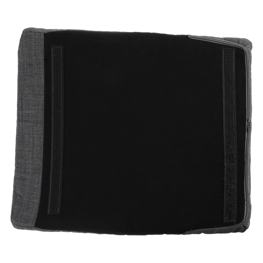 Fotoliu balansoar, material textil gri/lemn, HARPER — imaginea 8