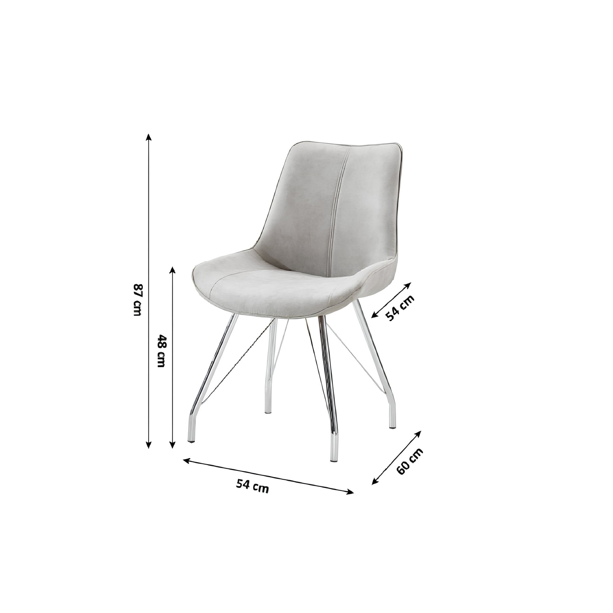 Scaun, material cu efect de piele intoarsa gri/crom, MADORA — imaginea 2